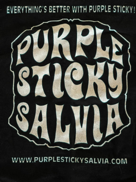 Black T-shirt White PurpleStickySalvia