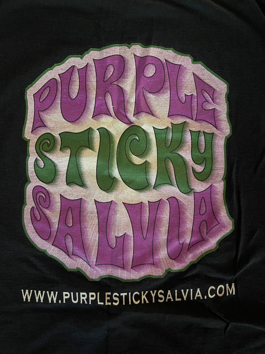 Black T-shirt Glow PurpleStickySalvia